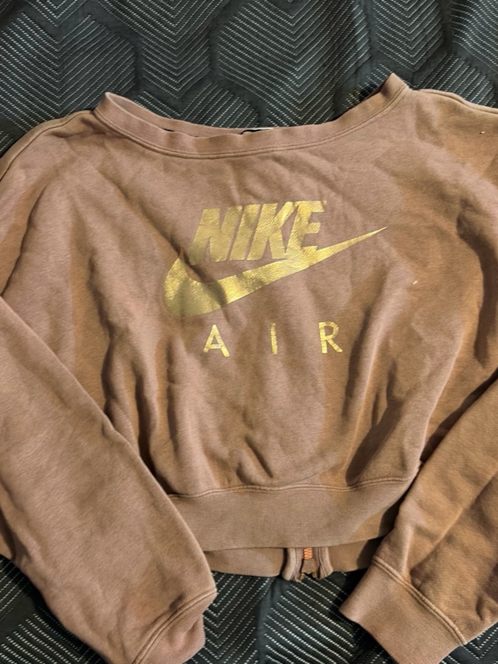Nike Women's Brown Sweatshirt with Gold Logo